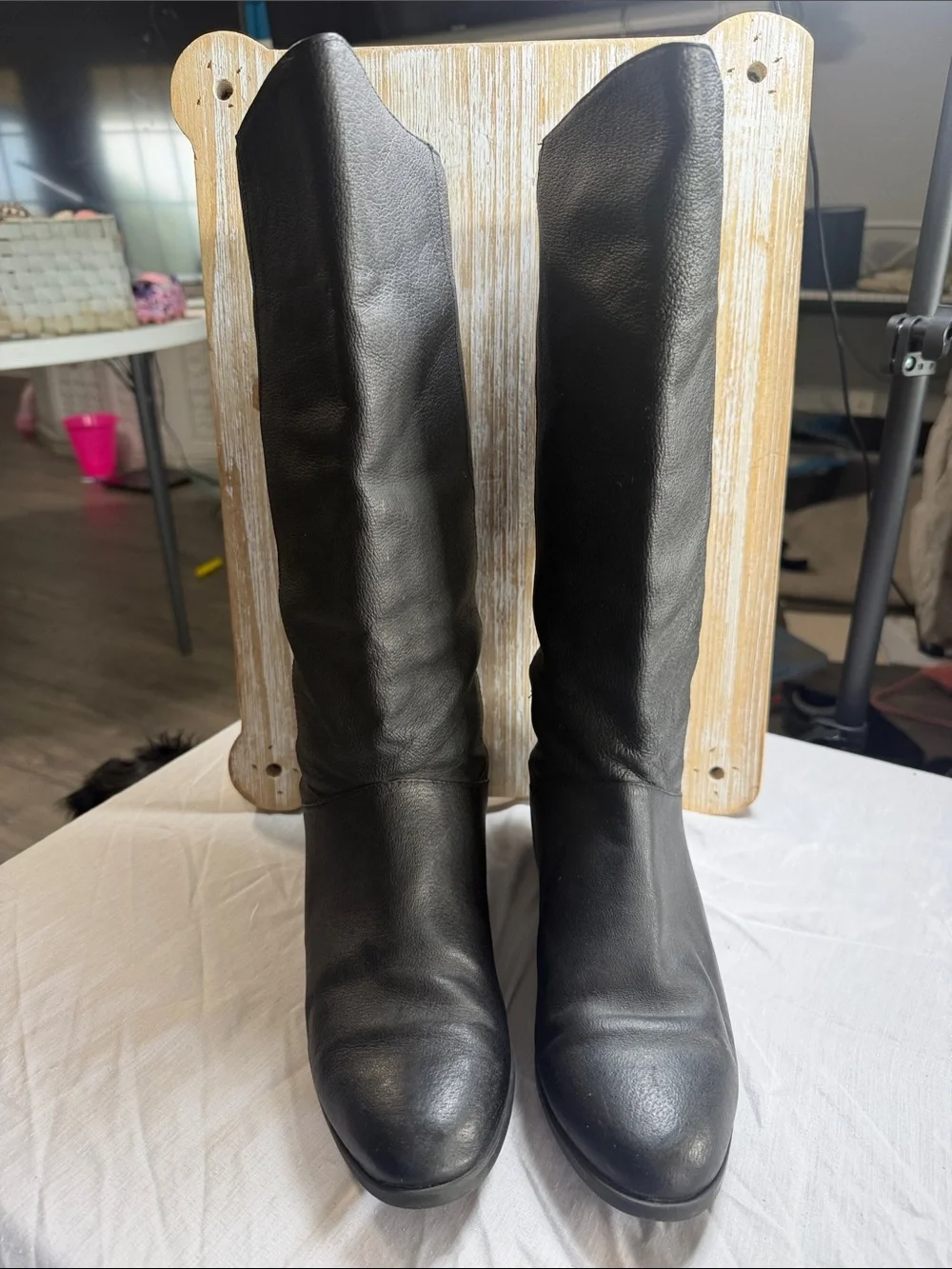 Fanfares Classic Black Knee High Genuine Leather Boots 7 1/2W